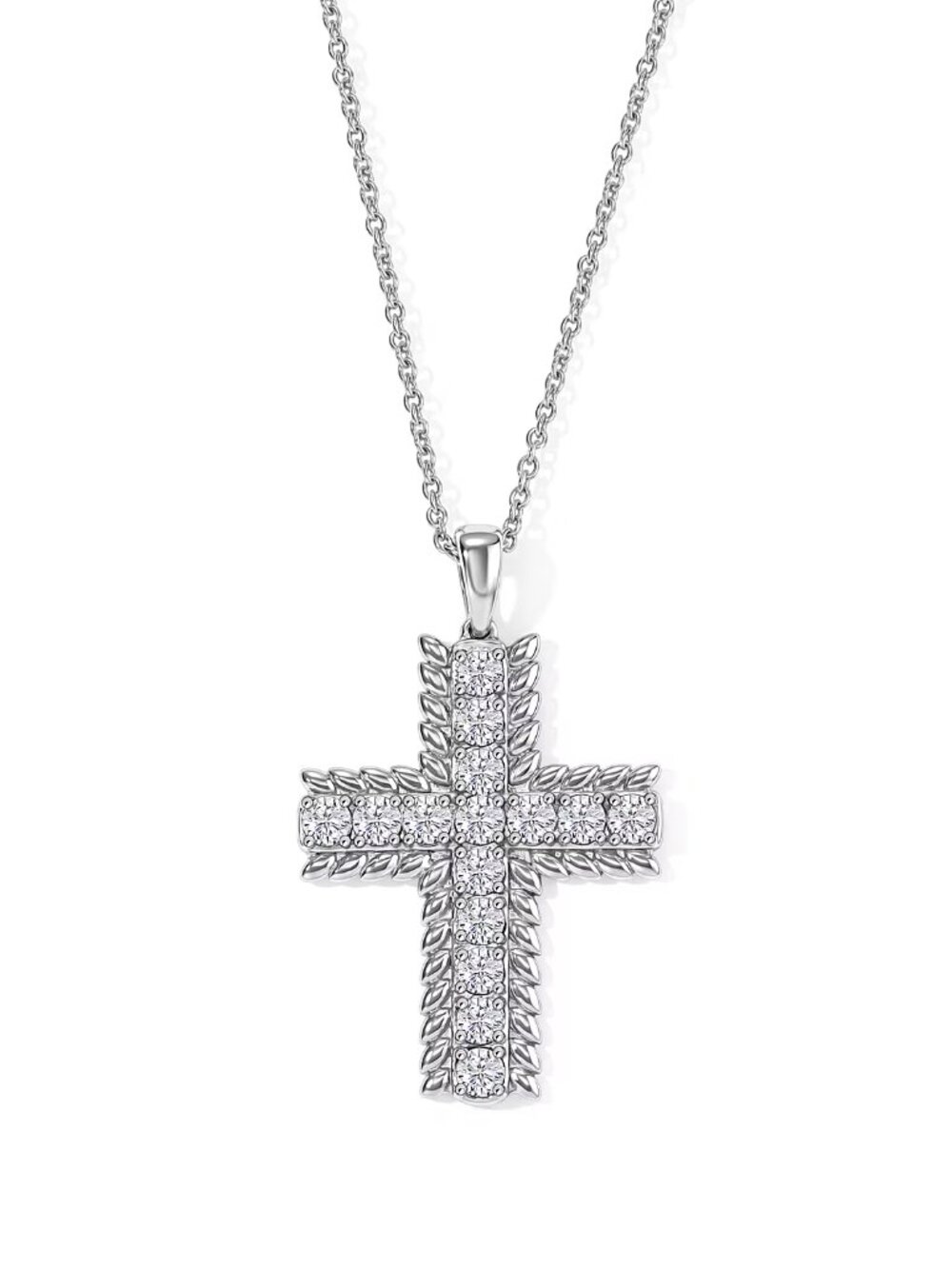 Simulated Diamond Cross Pendant Necklace